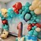 Hawaiian Balloons Set, Orange Teal Blue Light Green Chrome Rose Gold Confetti Latex Balloons (Pack of 60 12 Inch)